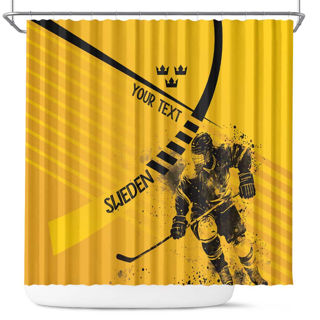 Sweden Ice Hockey Personalized Shower Curtain Tre Kronor - GO Sweden