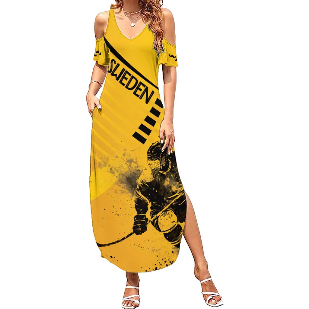 Sweden Ice Hockey Personalized Summer Maxi Dress Tre Kronor - GO Sweden