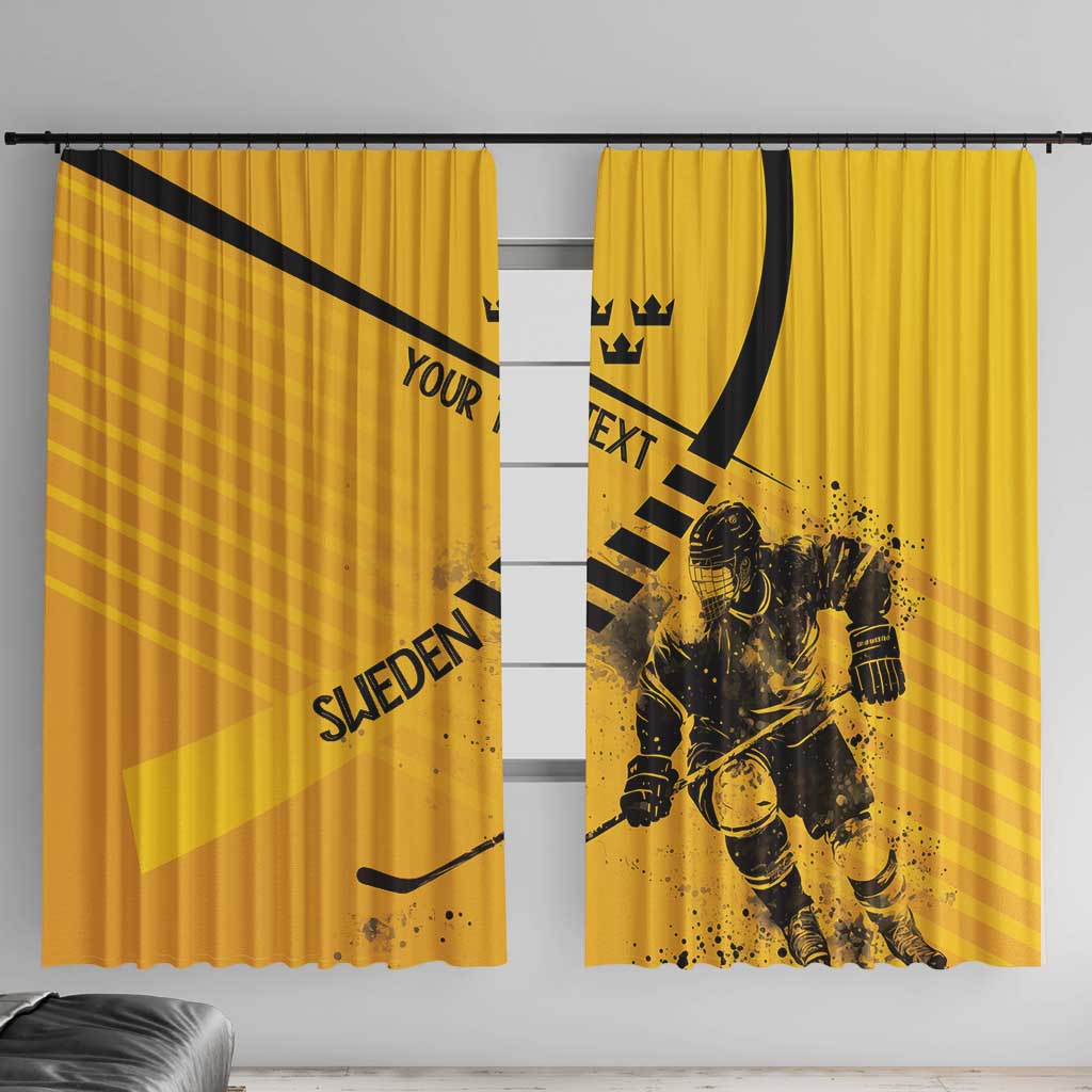 Sweden Ice Hockey Personalized Window Curtain Tre Kronor - GO Sweden