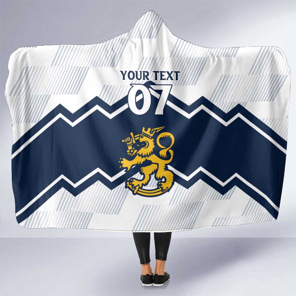 Suomi Ice Hockey Custom Hooded Blanket Scandinavian Mountains Inspired