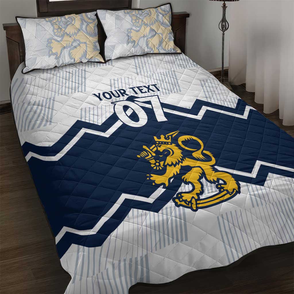 Suomi Ice Hockey Custom Quilt Bed Set Scandinavian Mountains Inspired