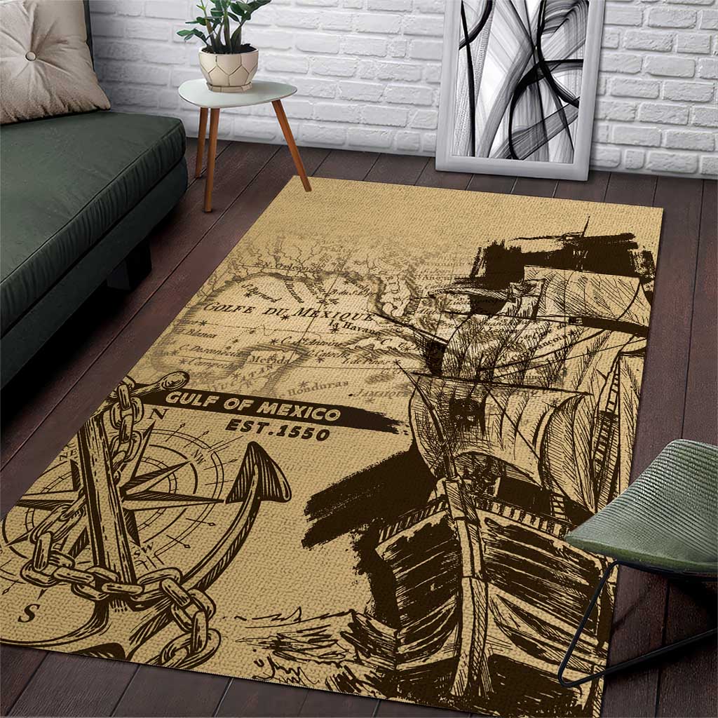 Gulf Of Mexico Vintage Map Est.1550 Area Rug