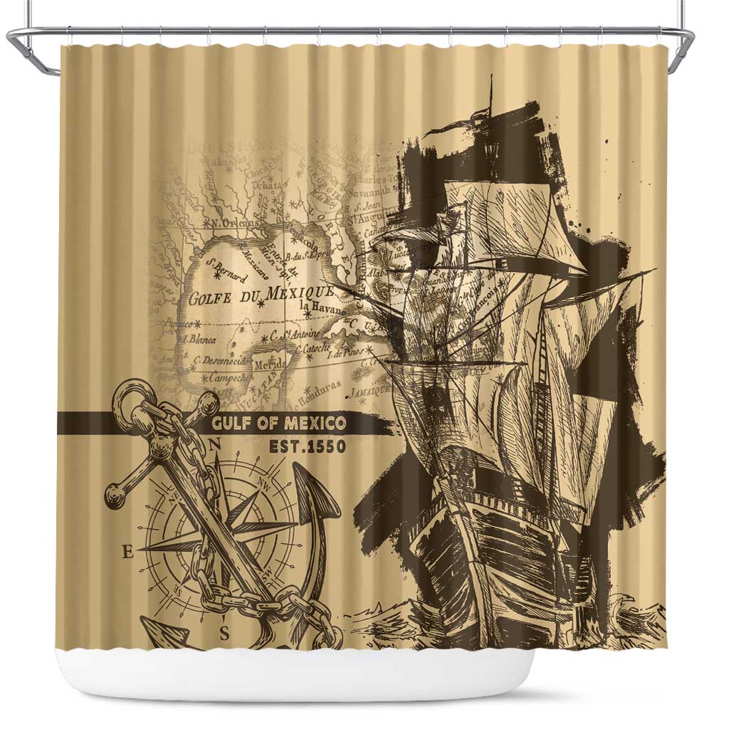 Gulf Of Mexico Vintage Map Est.1550 Shower Curtain