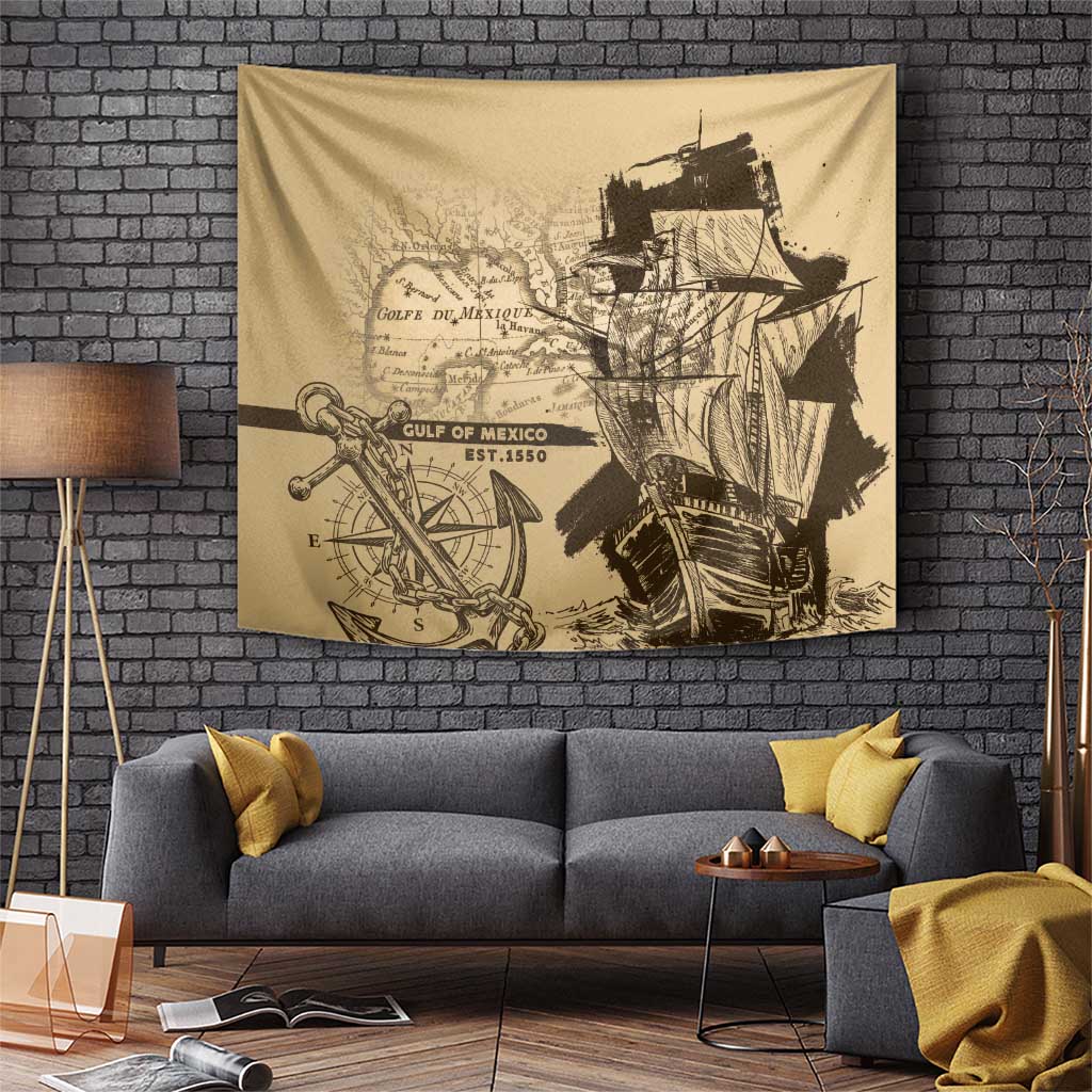 Gulf Of Mexico Vintage Map Est.1550 Tapestry