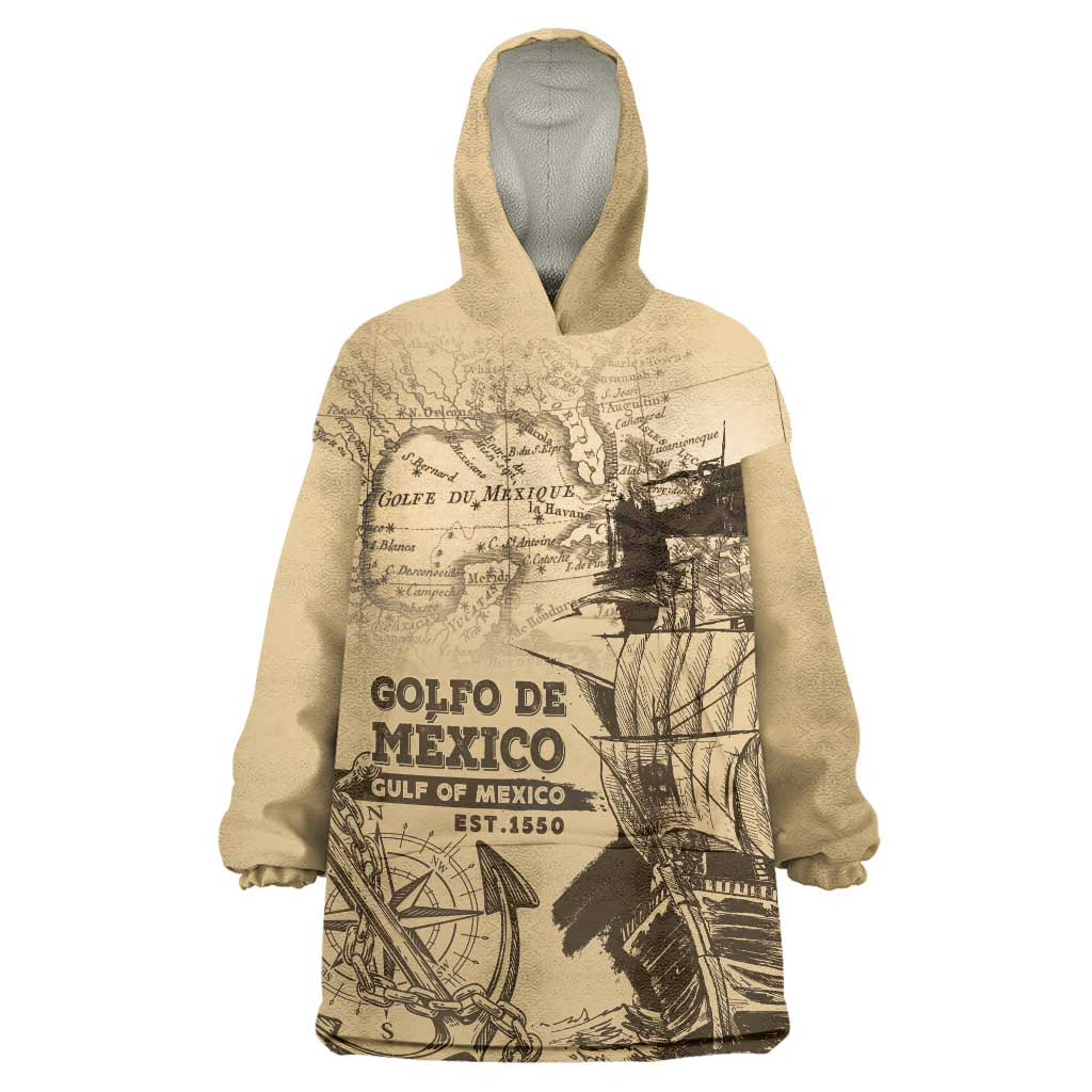 Gulf Of Mexico Vintage Map Est.1550 Wearable Blanket Hoodie