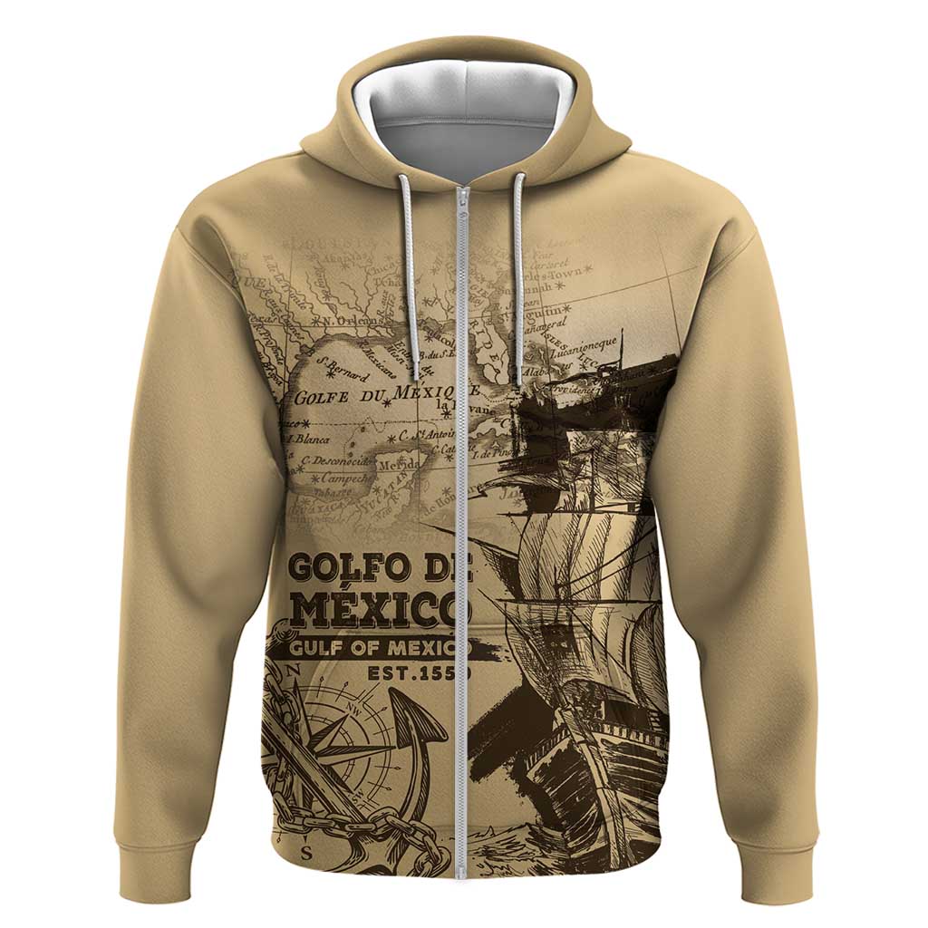 Gulf Of Mexico Vintage Map Est.1550 Zip Hoodie