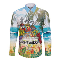 It's 5 o'clock Somewhere Long Sleeve Button Shirt Beach Party - Wonder Print Shop