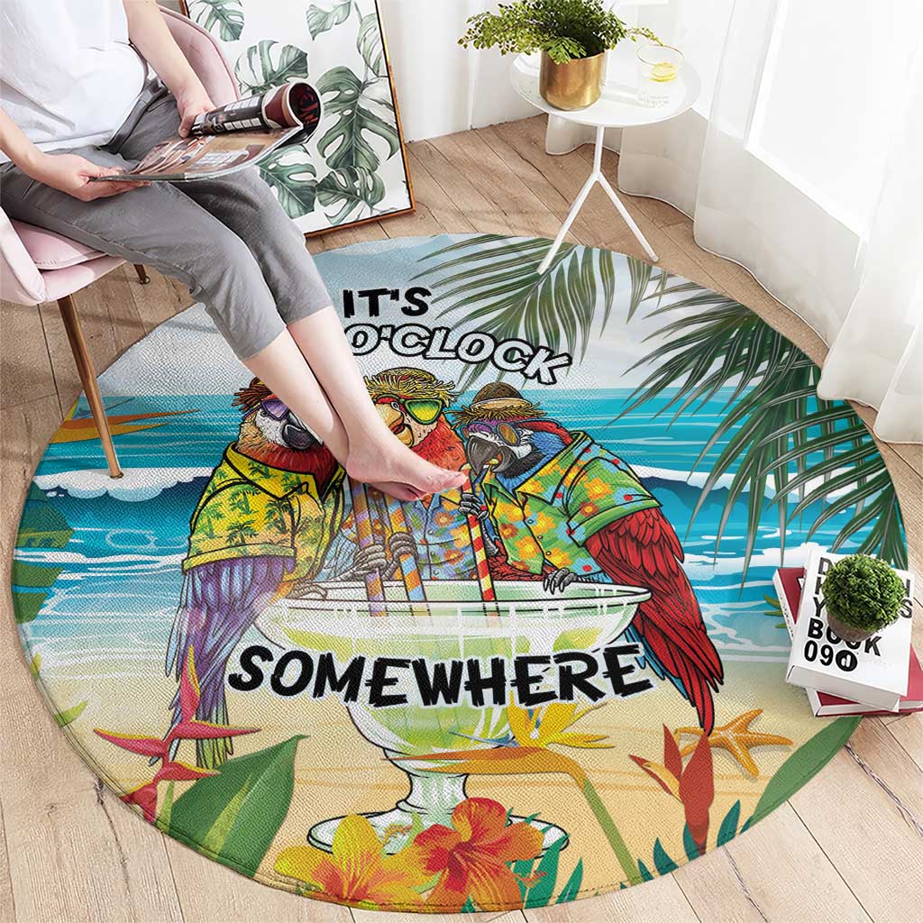 It's 5 o'clock Somewhere Round Carpet Beach Party - Wonder Print Shop