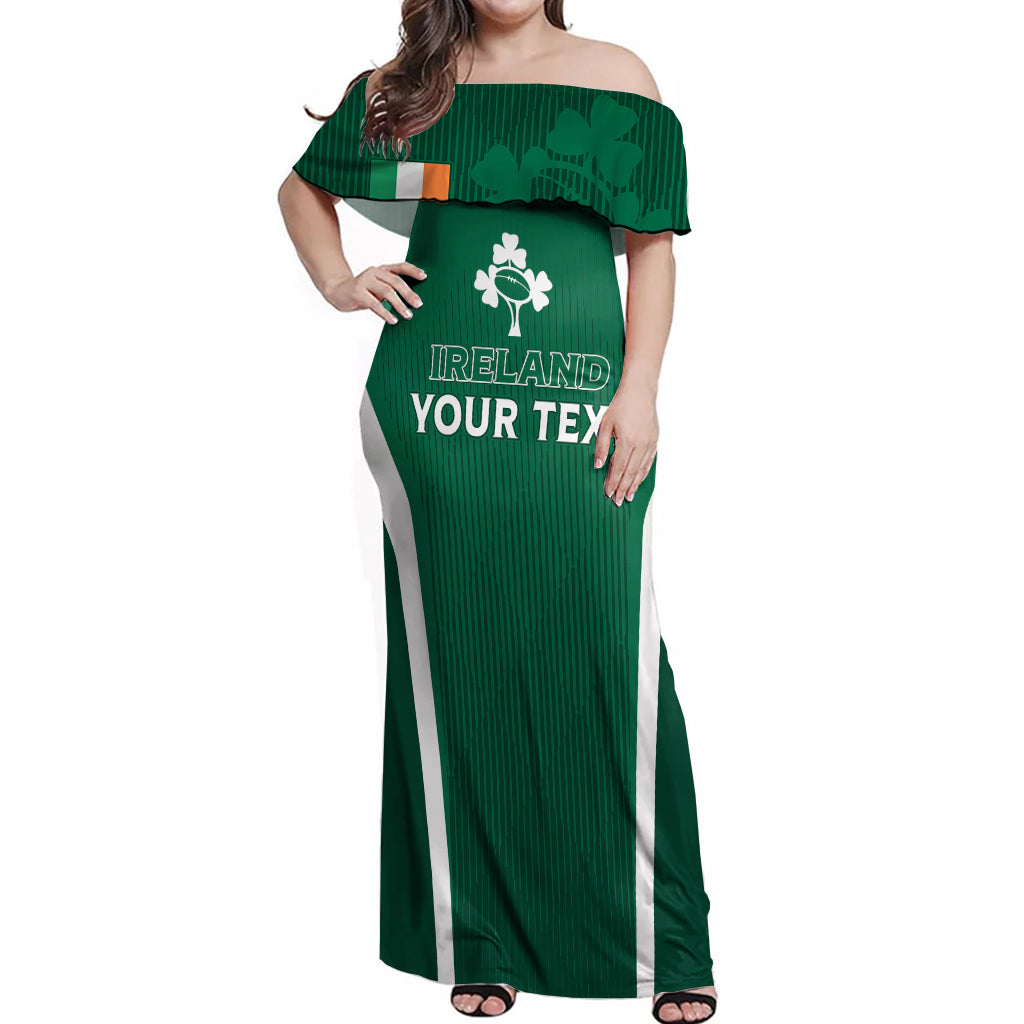 Personalised Ireland Rugby Off Shoulder Maxi Dress World Cup 2023 GO Shamrocks - Wonder Print Shop