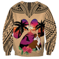 Unisex dog lover sweatshirt with Border Collie by flowers, palm trees and geometric print