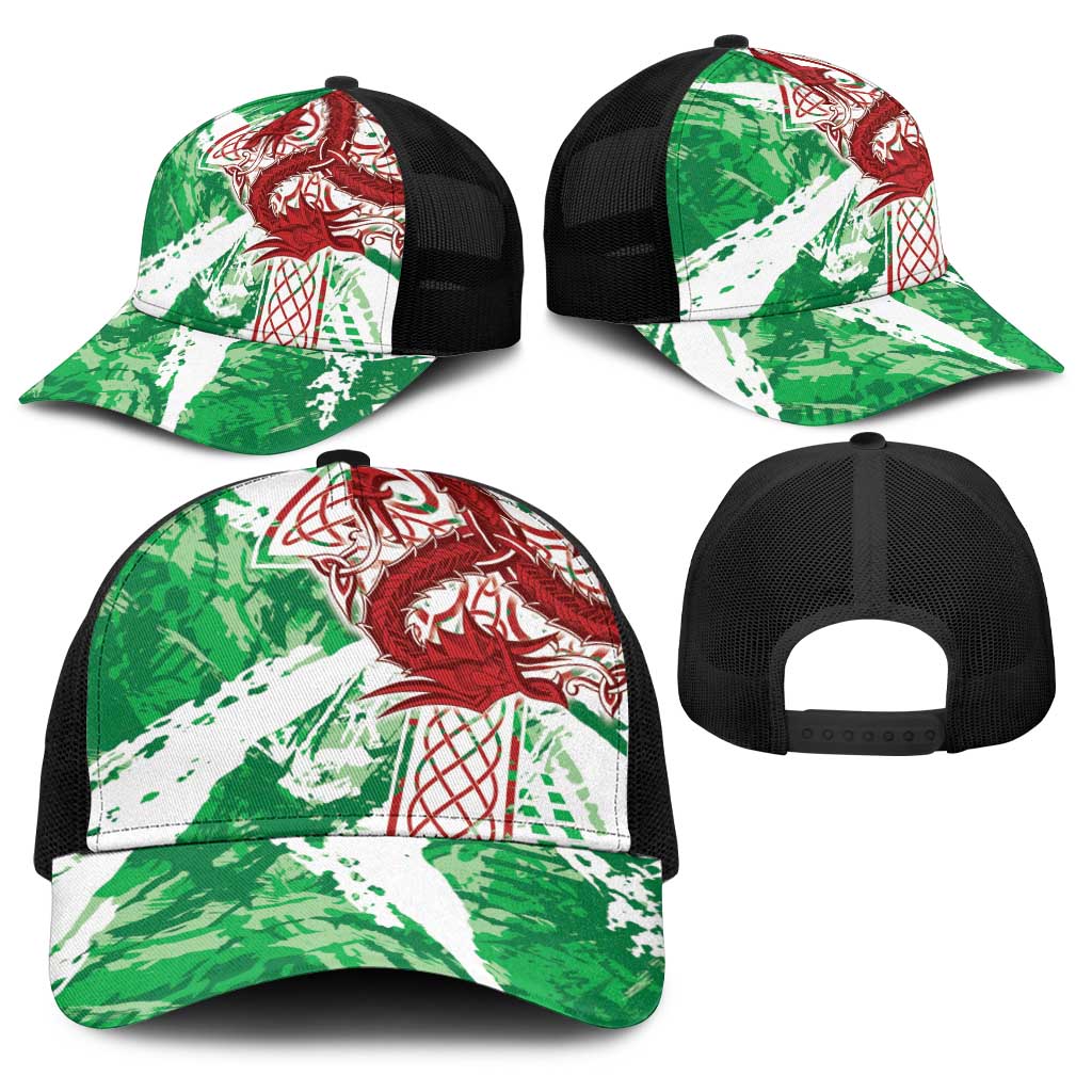 Wales Cymru Am Byth Baseball Net Cap Celtic Dragon Triskelion - Wonder Print Shop