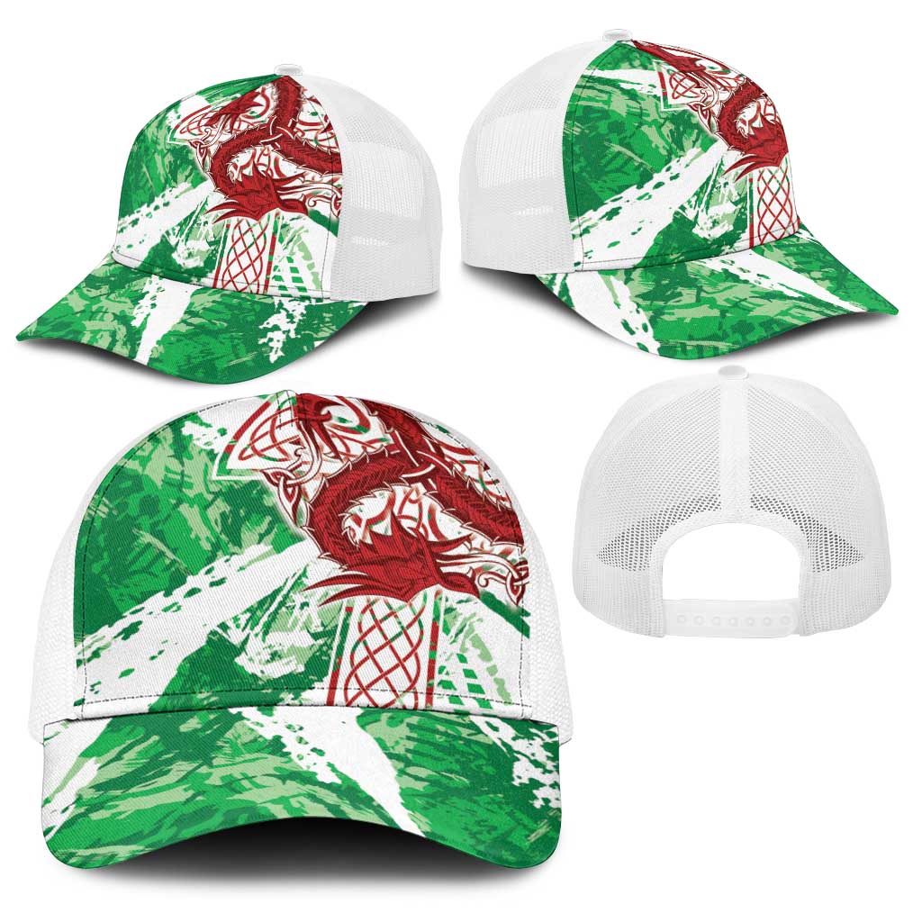 Wales Cymru Am Byth Baseball Net Cap Celtic Dragon Triskelion - Wonder Print Shop