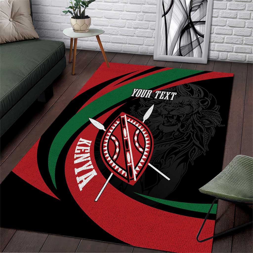 Kenya Mashujaa Day Personalized Area Rug Lion Warrior with Masai Shield LT7 - Wonder Print Shop