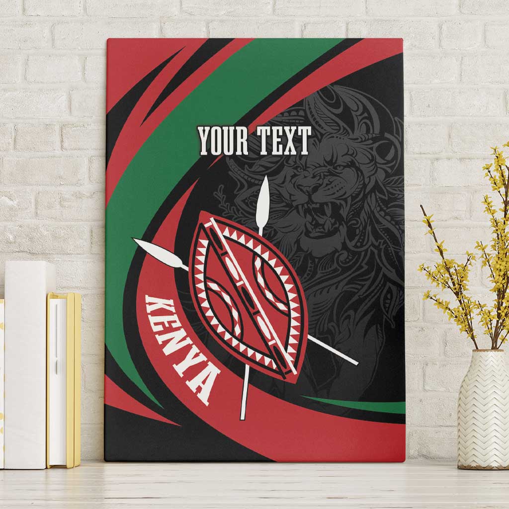 Kenya Mashujaa Day Personalized Canvas Wall Art Lion Warrior with Masai Shield LT7 - Wonder Print Shop