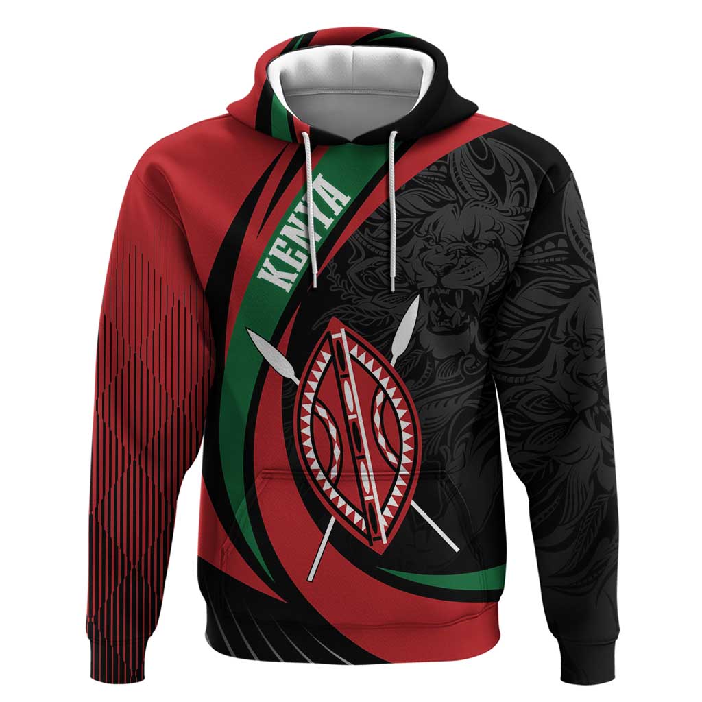 Kenya Mashujaa Day Personalized Hoodie Lion Warrior with Masai Shield