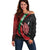 Kenya Mashujaa Day Personalized Off Shoulder Sweater Lion Warrior with Masai Shield - Wonder Print Shop