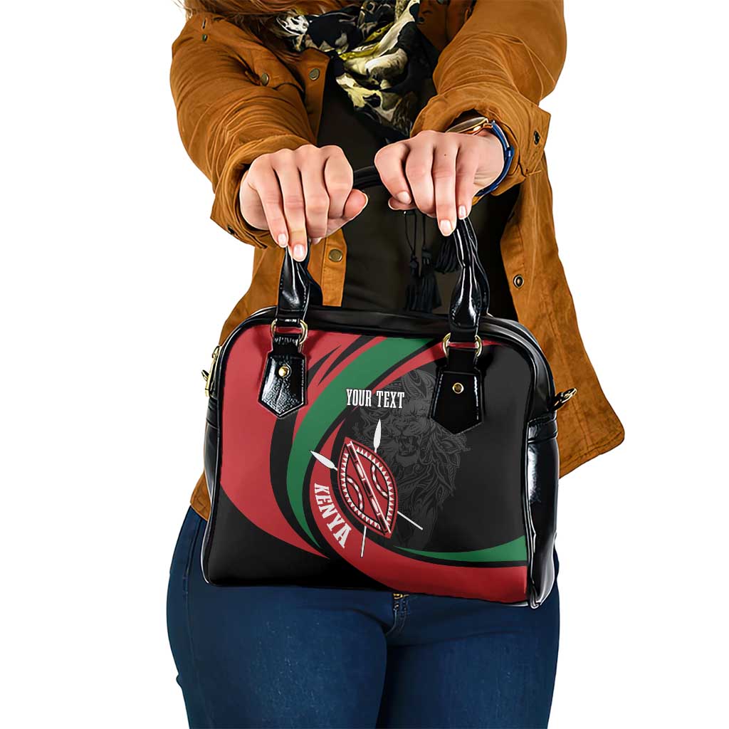 Kenya Mashujaa Day Personalized Shoulder Handbag Lion Warrior with Masai Shield