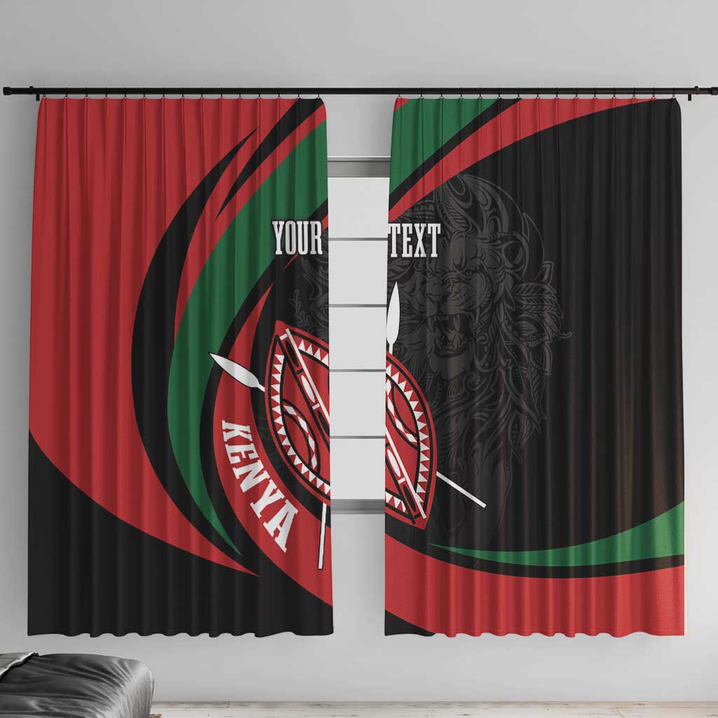 Kenya Mashujaa Day Personalized Window Curtain Lion Warrior with Masai Shield - Wonder Print Shop