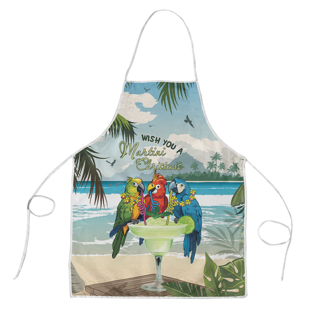 Wish You A Merry Martini Christmas Apron Cocktail Parrot-dise
