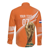 Netherlands Custom Orange Lions WC2026 Long Sleeve Button Shirt - Wonder Print Shop