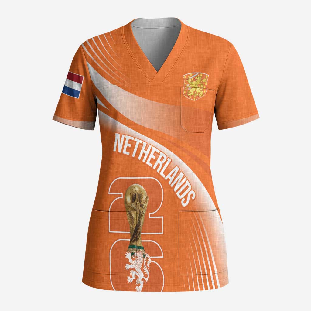 Netherlands Custom Orange Lions WC2026 Scrub Top - Wonder Print Shop
