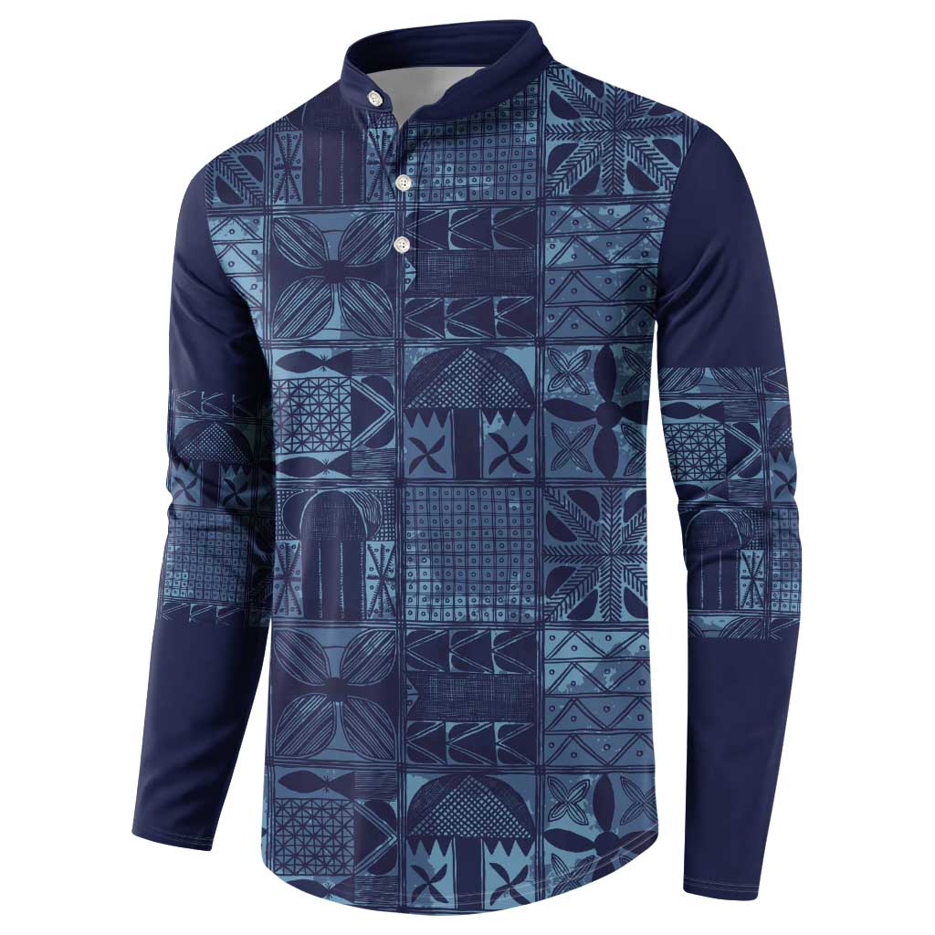 Yoruba Adire Eleko Patterns Button Sweatshirt Indigo Vintage