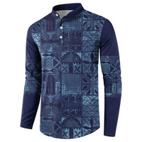Yoruba Adire Eleko Patterns Button Sweatshirt Indigo Vintage