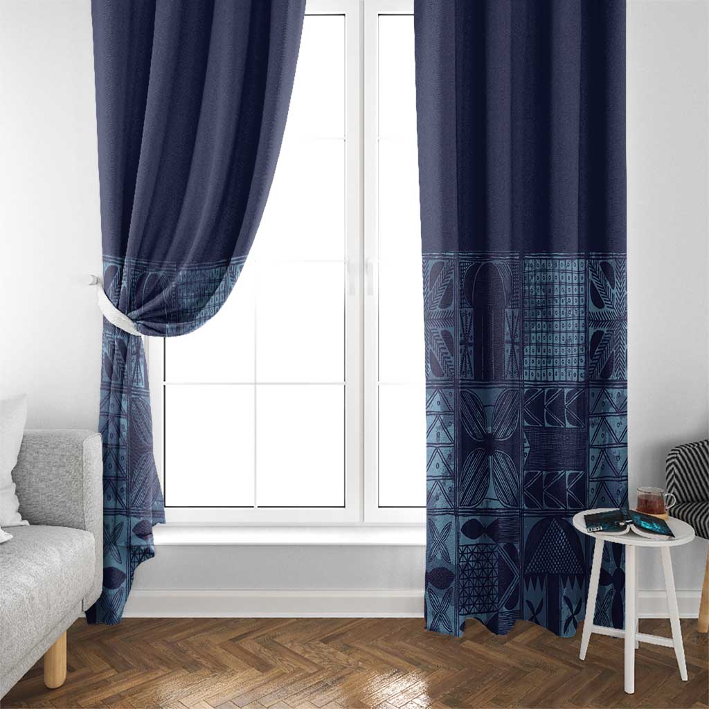 Yoruba Adire Eleko Patterns Window Curtain Indigo Vintage