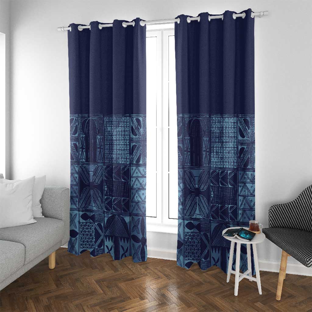 Yoruba Adire Eleko Patterns Window Curtain Indigo Vintage