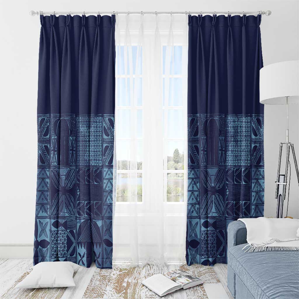 Yoruba Adire Eleko Patterns Window Curtain Indigo Vintage