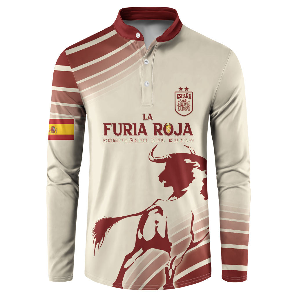 Spain La Roja Custom Button Sweatshirt Campeones del Mundo - Away Color