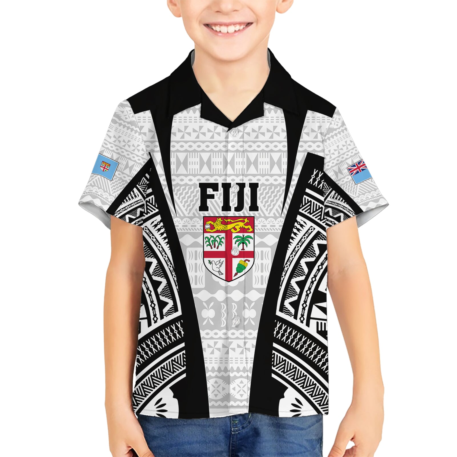 Personalised Fiji Rugby Kid Hawaiian Shirt 2023 World Cup History Makers - White Ver - Wonder Print Shop