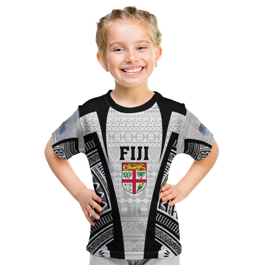 Personalised Fiji Rugby Kid T Shirt 2023 World Cup History Makers - White Ver - Wonder Print Shop