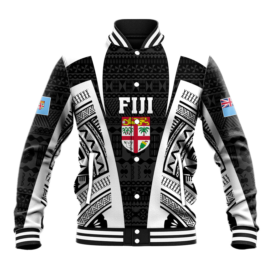 Personalised Fiji Rugby Baseball Jacket 2023 World Cup History Makers - Black Ver LT7 - Wonder Print Shop