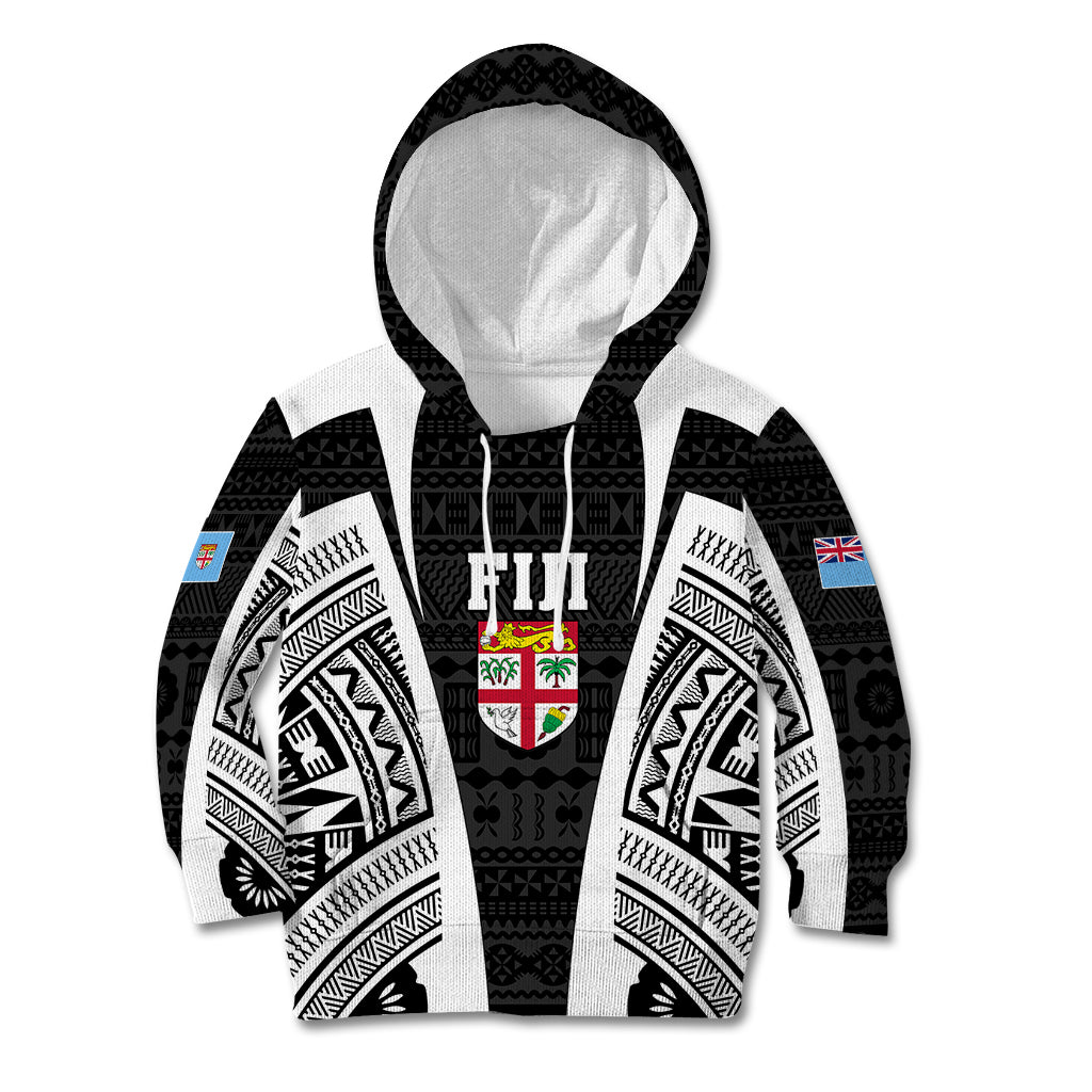 Personalised Fiji Rugby Kid Hoodie 2023 World Cup History Makers - Black Ver - Wonder Print Shop