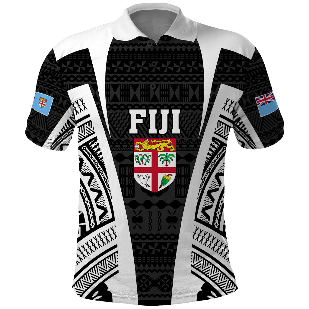 Personalised Fiji Rugby Polo Shirt 2023 World Cup History Makers - Black Ver - Wonder Print Shop