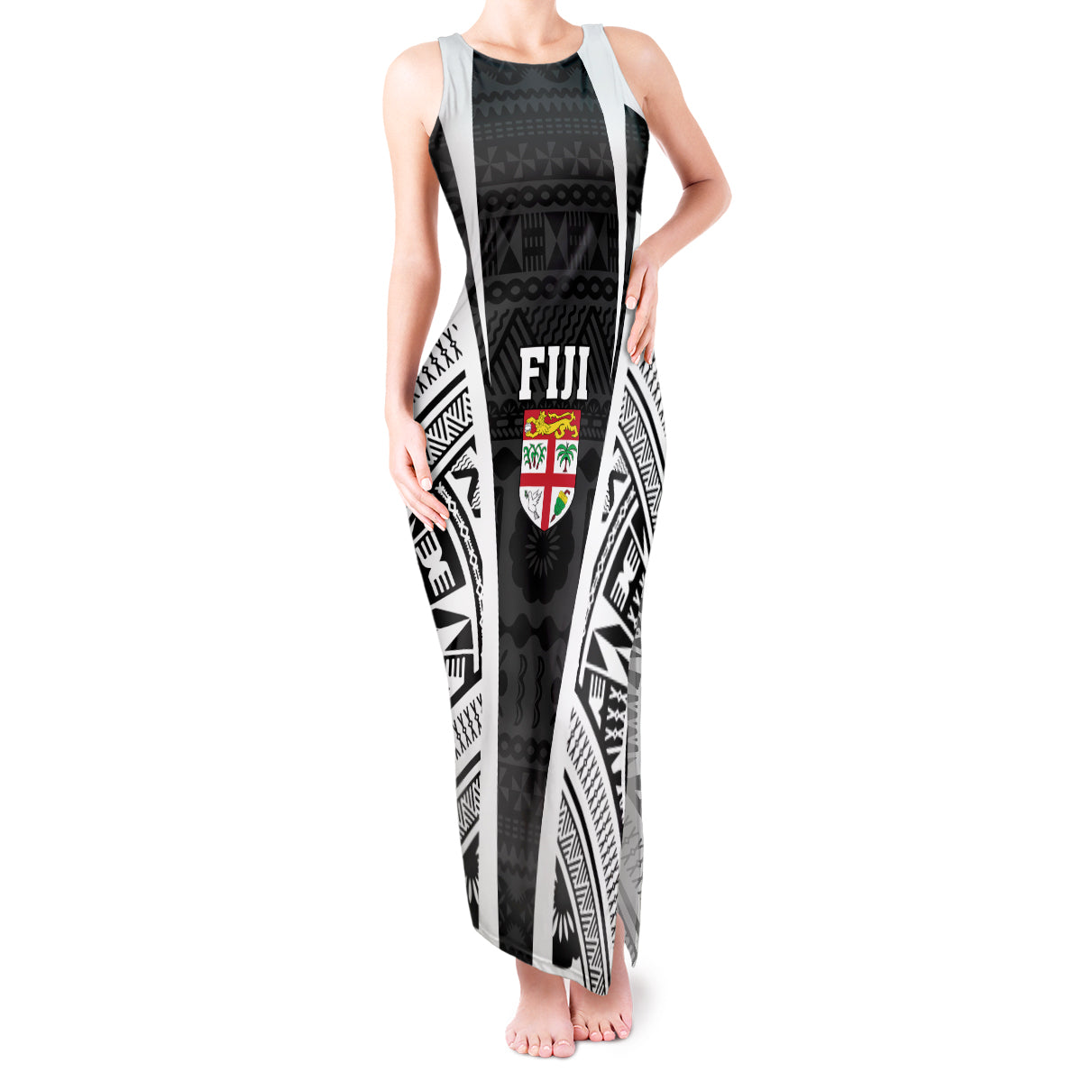 personalised-fiji-rugby-tank-maxi-dress-2023-world-cup-history-makers-black-ver