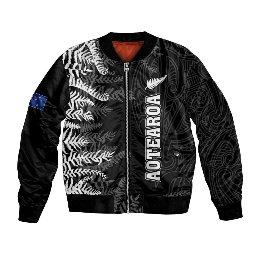 Personalised New Zealand Rugby Bomber Jacket Silver Fern Basic 2023 World Cup LT7 - Wonder Print Shop