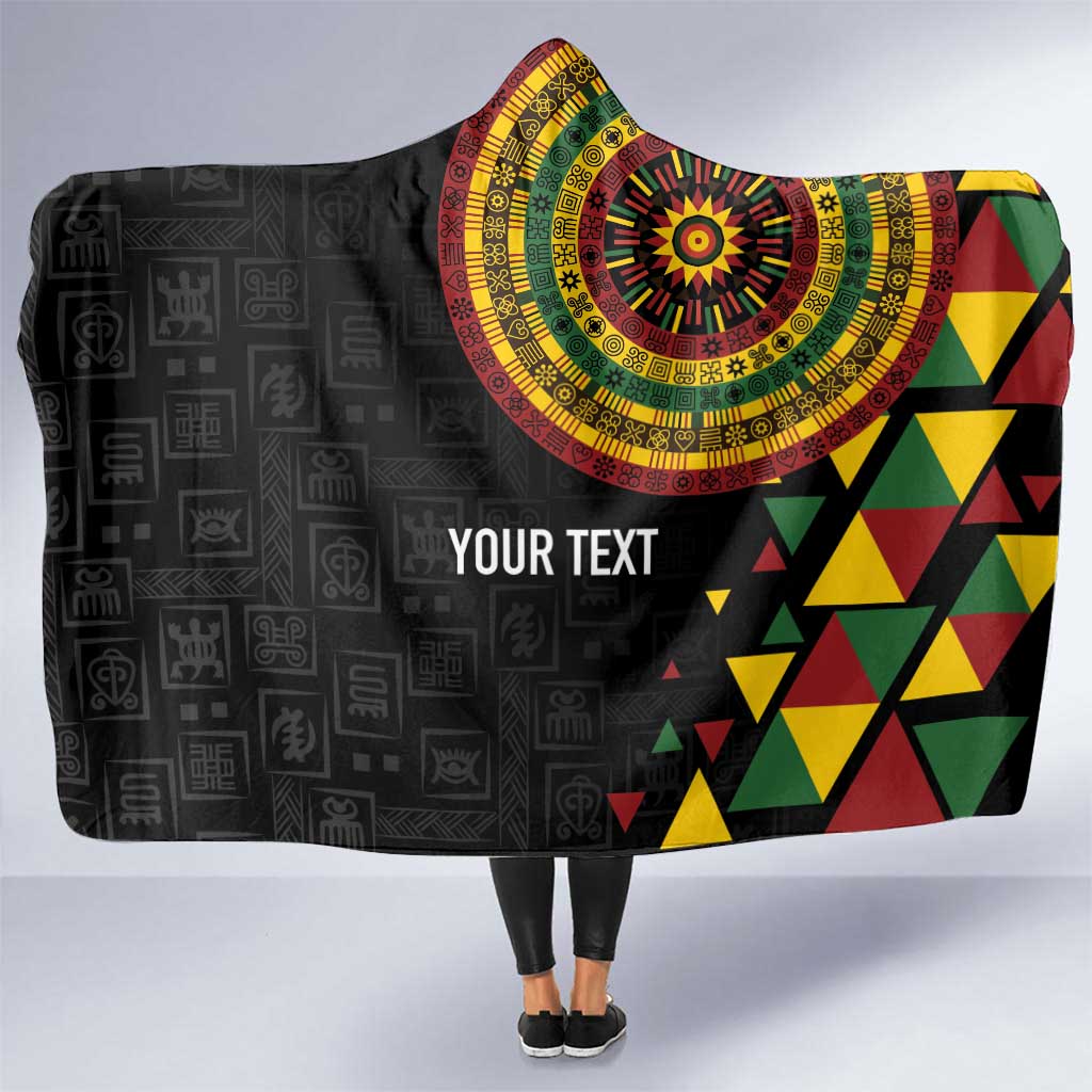 Personalized Adinkra Akan Culture Hooded Blanket Afrikan Colors