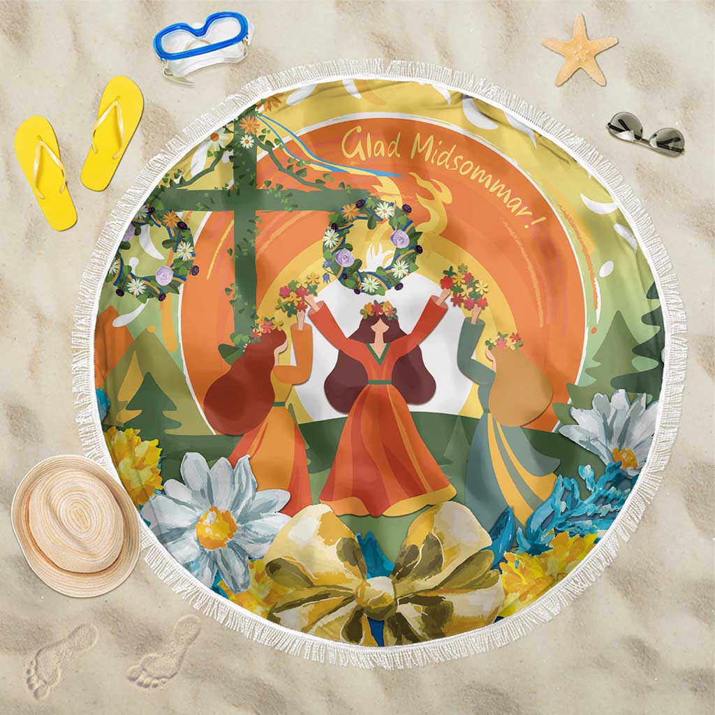 Sverige Glad Midsommar Beach Blanket Majstang Dancing