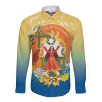 Sverige Glad Midsommar Long Sleeve Button Shirt Majstang Dancing