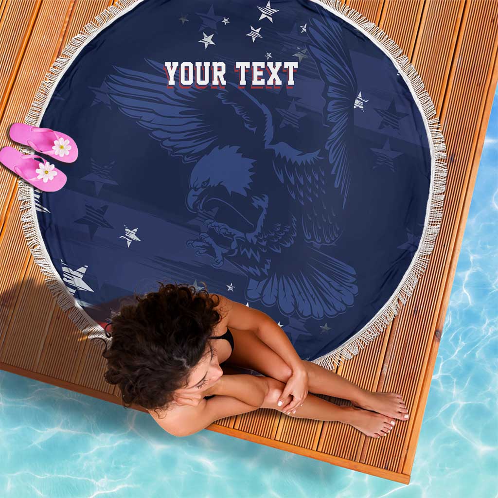 Personalized Fourth Of July USA Beach Blanket The Stars and Eagle