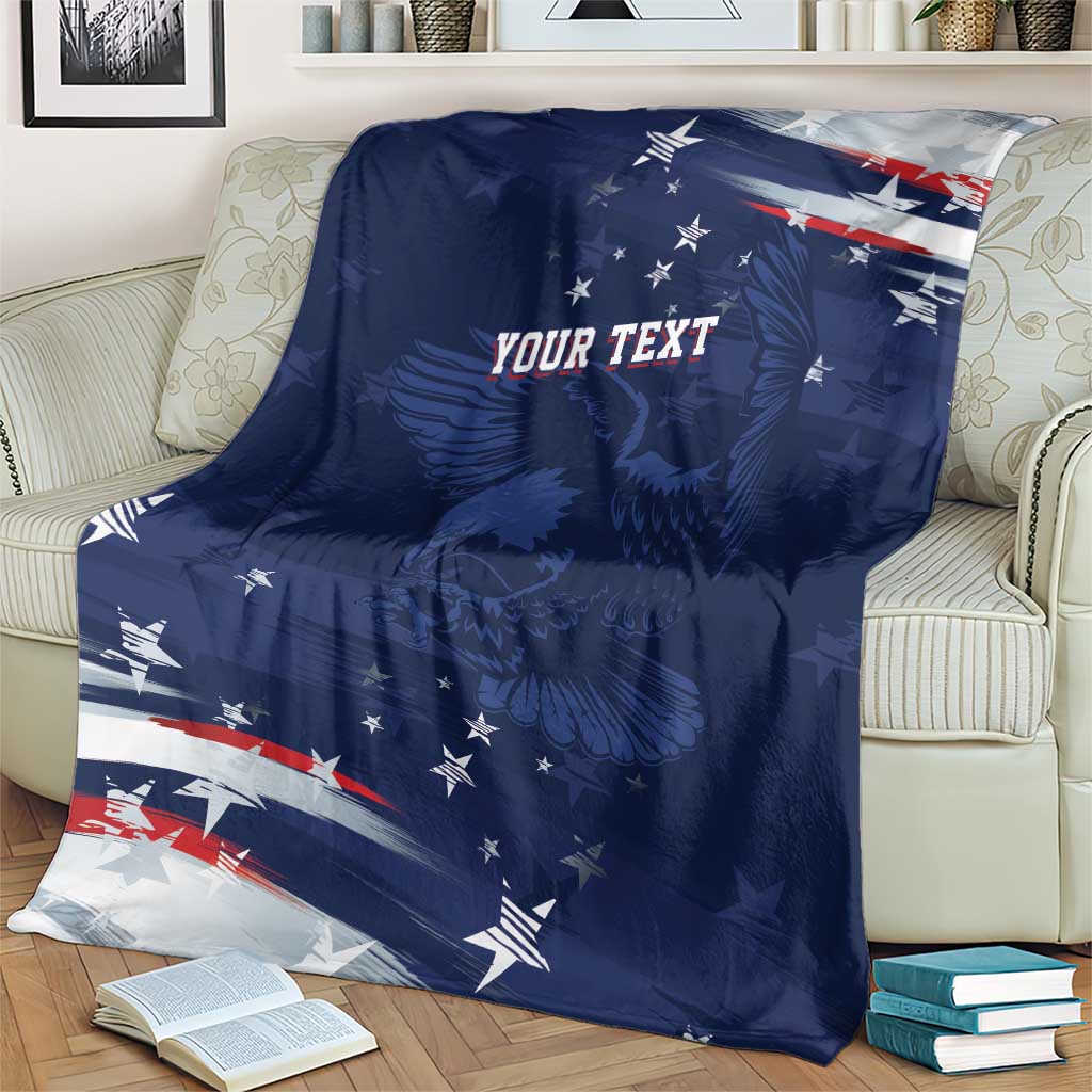 Personalized Fourth Of July USA Blanket The Stars and Eagle
