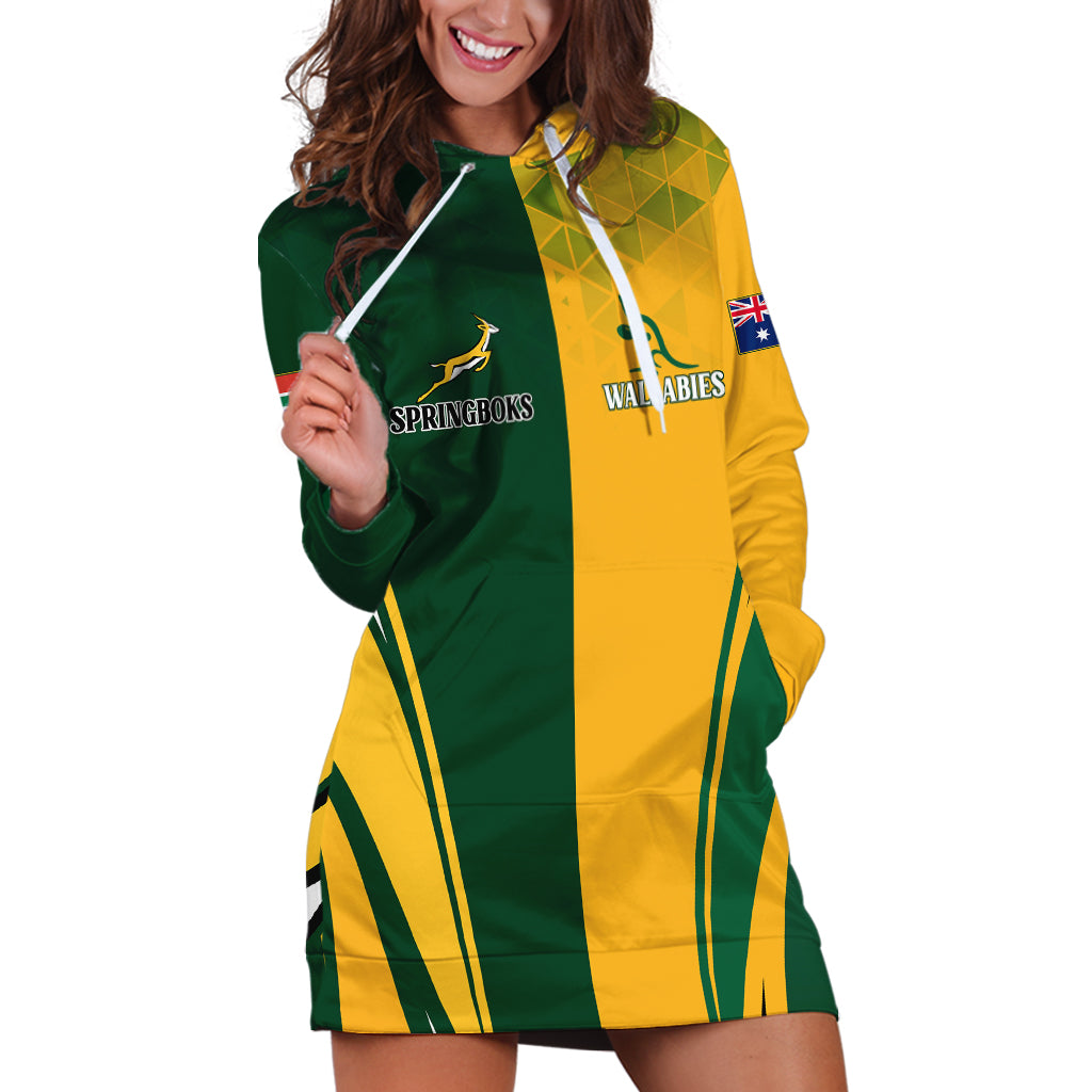 Personalised Australia Mix South Africa Rugby Hoodie Dress Wallabies And Springboks - Champions Special Ver - Wonder Print Shop