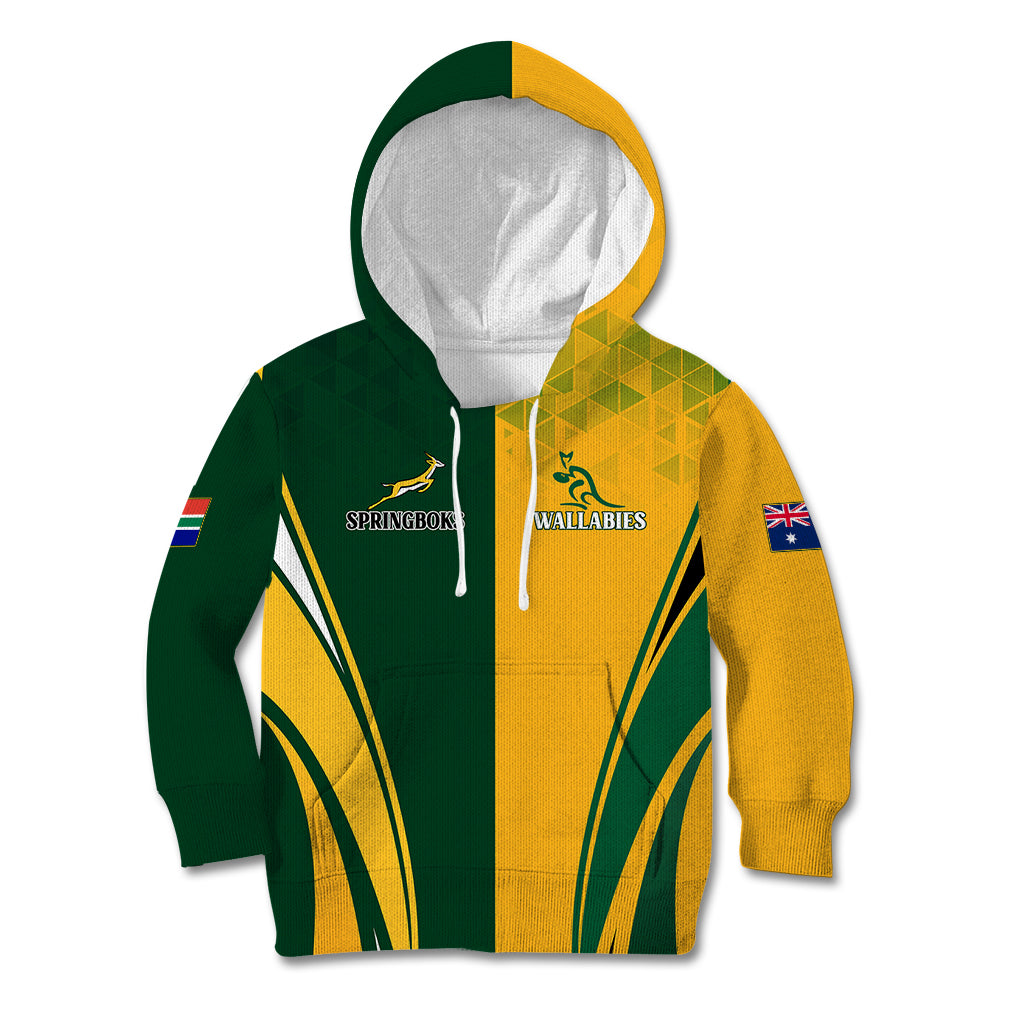 Personalised Australia Mix South Africa Rugby Kid Hoodie Wallabies And Springboks - Champions Special Ver - Wonder Print Shop