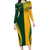 Personalised Australia Mix South Africa Rugby Long Sleeve Bodycon Dress Wallabies And Springboks - Champions Special Ver - Wonder Print Shop