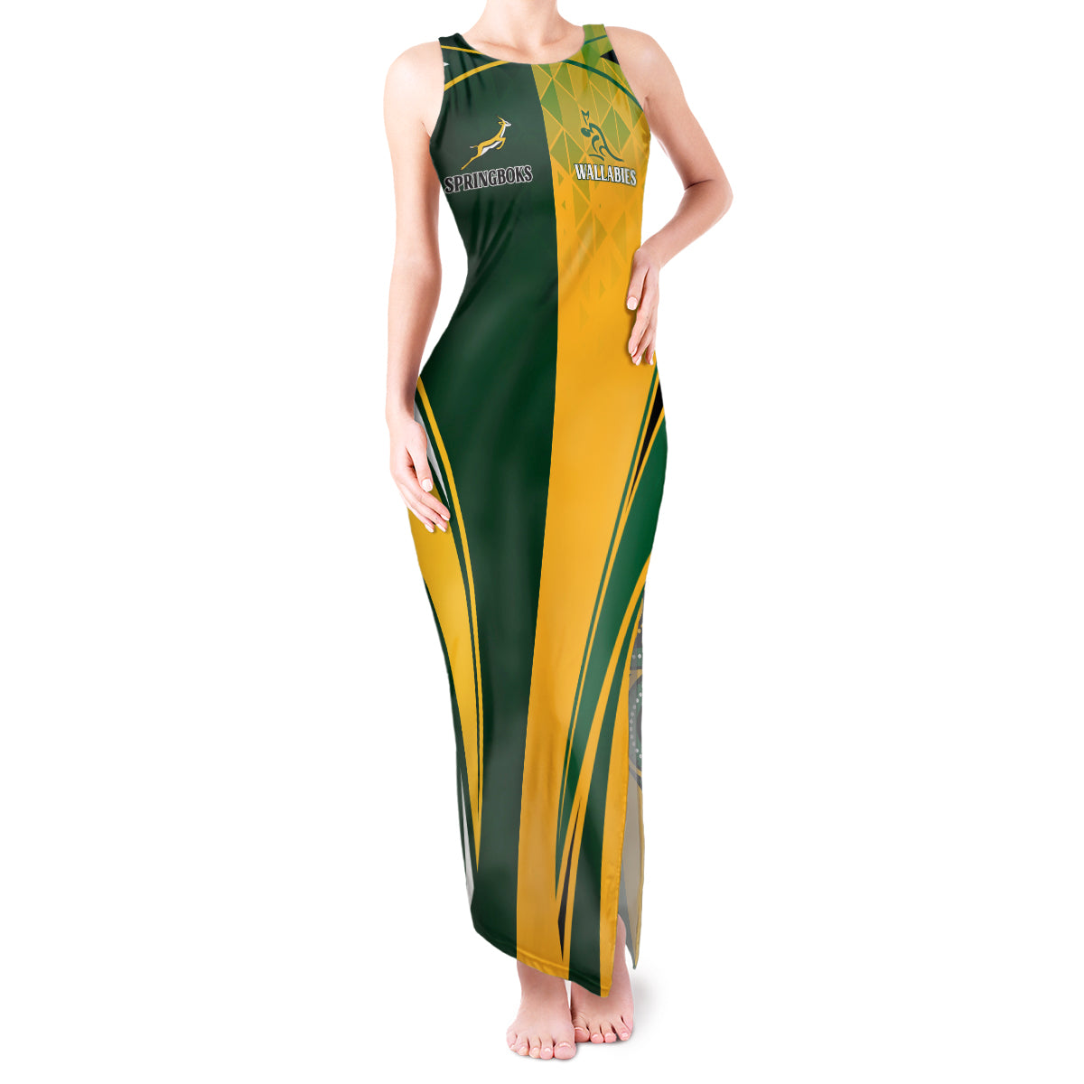 Personalised Australia Mix South Africa Rugby Tank Maxi Dress Wallabies And Springboks - Champions Special Ver - Wonder Print Shop