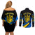 Ukraine Couples Matching Off Shoulder Short Dress and Long Sleeve Button Shirts Independence Slava Ukraini "Battle Angel" LT7 - Wonder Print Shop