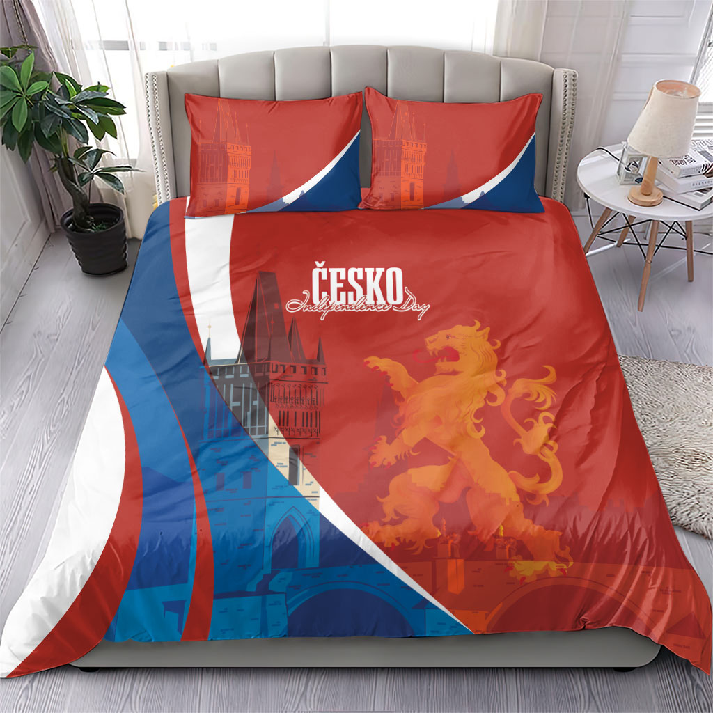 Czechia Charles Bridge Prague Bedding Set Heraldic Lion