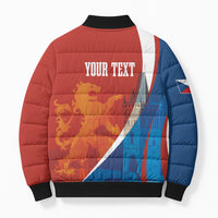 Czechia Charles Bridge Prague Personalized Bomber Puffer Jacket Heraldic Lion